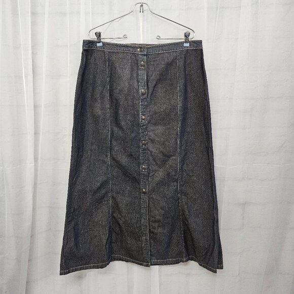 Vintage JC Penny Skirt Denim Maxi Button Down Cottage Preppy Casual 16 - Picture 1 of 8